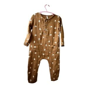 Rylee + Cru Cozy Brown and White Geometric One-Piece